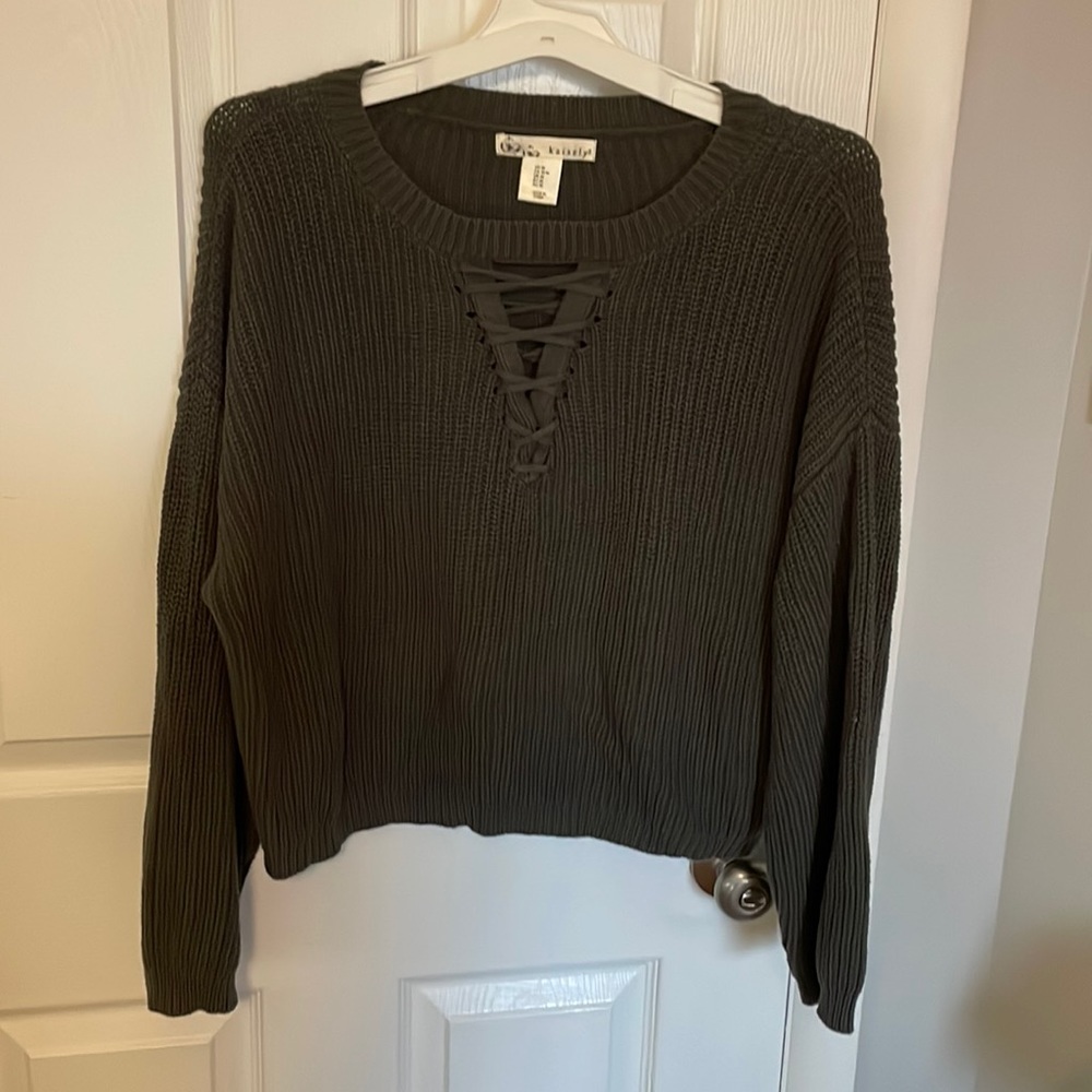 Tie Up Green Sweater